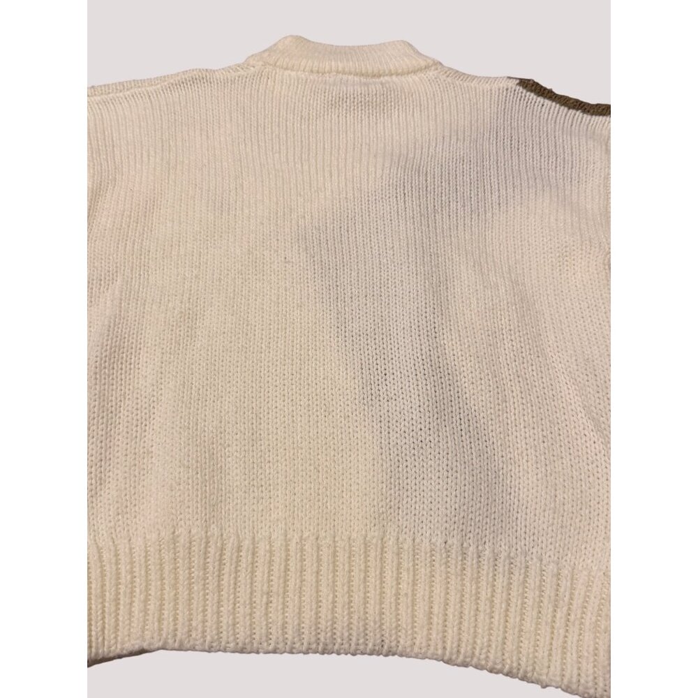 Girls 80s Maggie Lawrence Collection Cream Knit Sweater Geometric‎ Rhinestones L - Picture 9 of 11